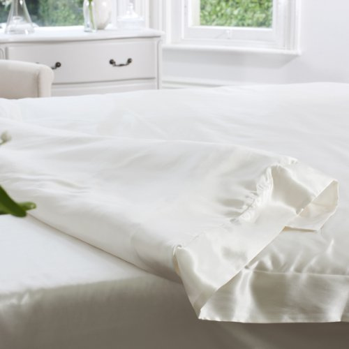 Jasmine Silk 100% Mulberry 19MM Charmeuse Silk Duvet Cover (IVORY) (DOUBLE 200cm x 200cm+7cm border)