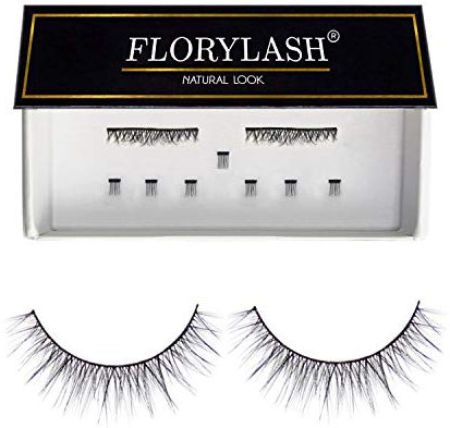 FLORYLASH® | Natural Look - Magnetische Wimpern 3 Magnete Natürlich Magnetic Fake Lashes ohne Eyeliner 3D Volumen Set Wiederverwendbar (Größe M, 28 mm breit)