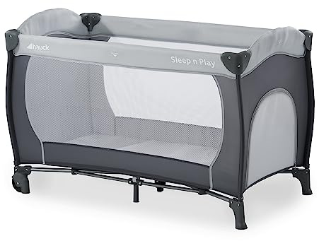Hauck Cama de viaje infantil Sleep N Play Go Plus con bolsa de transporte, ruedas y deslizamiento para jugar, plegable, cuna de viajes para bebés desde el nacimiento hasta 15 kg