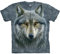 The Mountain Warrior Wolf Adult T-Shirt, Grey and Blue, Small