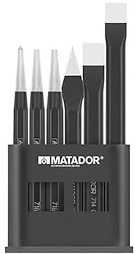 MATADOR Meißel | Splinttreiber | Körner | Durchschlag Set 6-tlg. | Karosserie Werkzeug | Flachmeißel | Kreuzmeißel | Körner Metall | Dorn | MATADOR Werkzeug Nr. 07199060