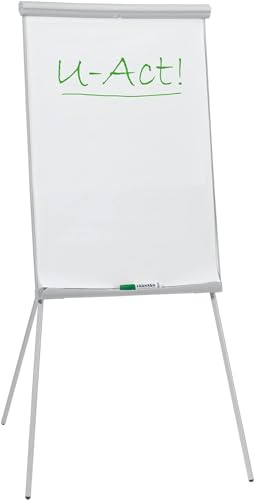 FRANKEN Flipchart, Beschreibbar, Magnetisch, Dreibeinstativ, 70 x 100 cm, Höhenverstellbar, inkl. Papierhalterung und Stifteablage, U-Act! Line Standard, FC93