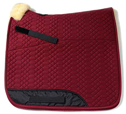 Engel Reitsport | SCHABRA1-D-BOR-MED | Schabracke | Steppstoff | Lammfell im Sattelbereich | Half Lined | Fellkranz vorne | Dressur | Stoff Bordeaux Fell med.