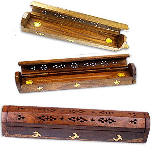 Simply essential Wooden Incense Joss Stick Cone Holder Smoke Box Made by Rosewood