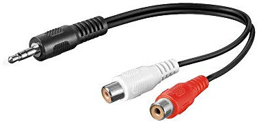 Goobay 50600 Adattatore Cavo Audio da 3.5mm, Connettore a Presa RCA Stereo, Nero, 0.2m Lunghezza del Cavo