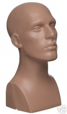 15 Tall Male Mannequin Head Durable Plastic Flesh (50013)