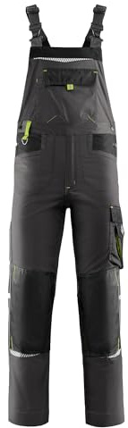Stenso Prisma Arbeitshosen Männer Latzhose Herren Arbeitshose Mit Multifunktionstaschen, Verstärkte Knie Mit Kniepolstertaschen, Elastische Taille, Arbeitslatzhose Herren Grau 60