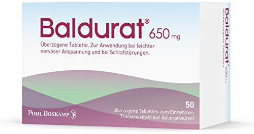 Baldurat bei Schlafstörungen und Unruhezuständen: Baldrian Tabletten 650 mg, hochdosiert und pflanzlich, ohne Gewöhnungseffekt oder Risiko einer Abhängigkeit, ab 12 Jahren, 50 Stk.