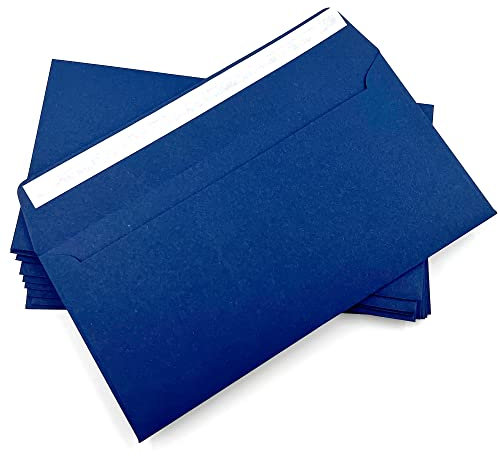 umschlag-discount – blaue Briefumschläge ohne Sichtfenster für hochwertige Sendungen, Einladungen & Co – 50 Stück selbstklebende Briefkuverts mit den Maßen 220 x 110 mm (DIN lang)