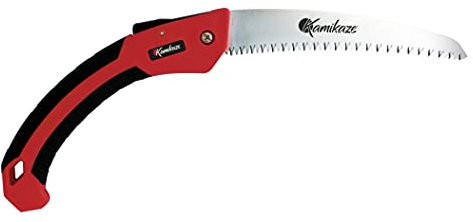 KAMIKAZE Serrucho Poda C- 180H Plegable. Serrucho con Dentado japonés con Hoja Curva de 180mm. Sierra plegable para Madera con Hoja de Acero SK-4 Rico en Carbono.