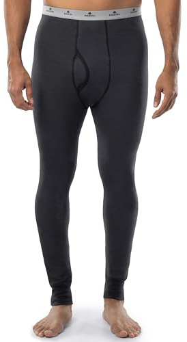 Indera Expedition Weight Cotton Raschel Knit Long Johns Thermal Underwear for Men, Black, XXL