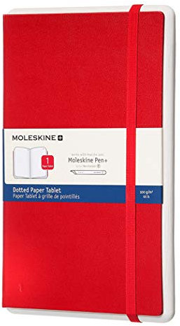Moleskine Paper Tablet Notizbuch Digitales Smart Notizbuch Paper Tablet (mit gepunkteten Seiten und Hardcover gepunktet, Large 13 x 21 cm) rot