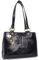 Catwalk Collection Handbags - Damen Leder Schultertasche - Handtasche Mittelgroß - Tote Bag - Arbeitstasche - BELLSTONE - Schwarz