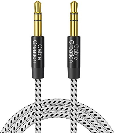 CableCreation 3.5mm Aux Kabel, 3,5mm Stereo Audiokabel (Stecker auf Stecker), Klinkenkabel Kompatibel mit iPhone,Auto, Kopfhörern, Tablets, Priva III usw. 3M/10FT, Schwarz & Weiß