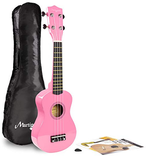Martin Smith Soprano Ukulele with Ukulele Bag & Chord Book - Pink