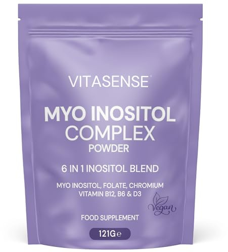 VitaSense 6-in-1 Myo-Inositol Powder – 4000mg Myo Inositol, 30 Servings | Vegan Inositol Formula with Folate, Chromium, Vitamin B6, B12 & D3, Metabolic & Daily Nutrient Support for Women, Made in UK