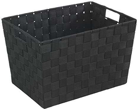 WENKO Aufbewahrungskorb Adria M Schwarz - Badkorb Fassungsvermögen: 13.2 l, Polypropylen, 35 x 22 x 25.5 cm, Schwarz