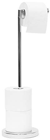 Relaxdays Toilettenpapierhalter stehend HBT 75 x 22 x 16,5 cm freistehender Papierrollenhalter aus Stahl Rollen als Ersatzrollenhalter verchromt, silber WC-Rollenhalter, 16.5 x 22 x 56 cm