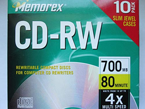 CD-RW 1 x-4 x, 80 min/700MB, Marken W/Slim Jewel Cases, 10/PK, verkauft als 1 Paket