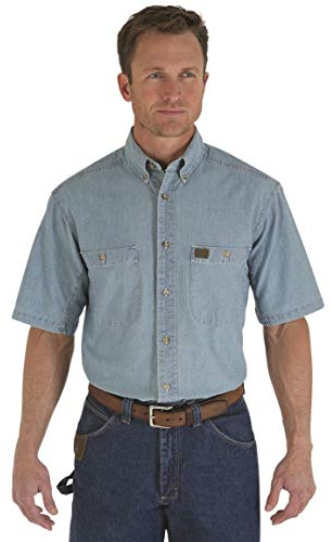 Wrangler Riggs Workwear Men's Big & Tall Chambray Work Shirt,Light Blue,XX-Large Tall