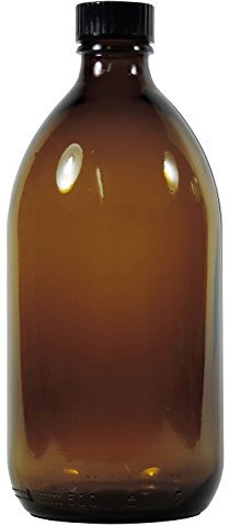 Viva-Haushaltswaren Gabriele Hesse e.K. 1 Braune Apothekerflasche 500ml Medizinflasche Braunglas inkl. einem Beschriftungsetikett