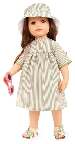 Götz 2559013 Hannah Summertime – 50 cm große Stehpuppe mit braunen Haare und braune Augen in 7 teiligen Set