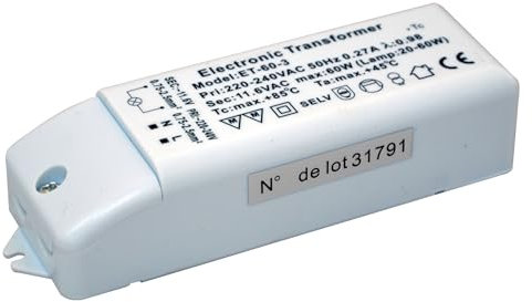 Tibelec 203230 - Transformador electrónico para lámparas halógenas de 12V 60W Max
