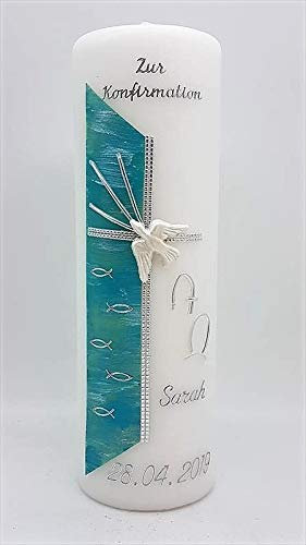 Konfirmationskerze K-77 in verschiedenen Farben mit Name & Datum - auch zur Kommunion