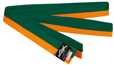 Ju-Sports Budogürtel - orange/grün, Baumwolle I Kampfsport Gürtel Für Budo-Sportarten, Judo, Karate uvm. I Ca. 4 cm breiter Martial Arts Gürtel I 220 cm