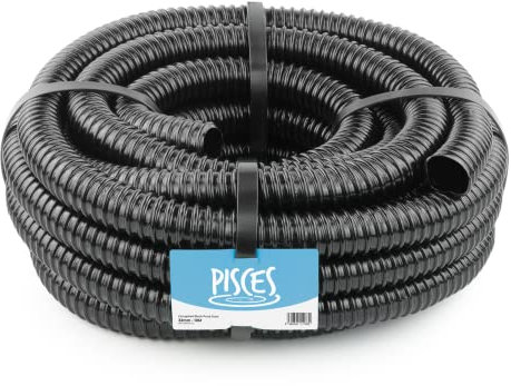 Pisces 32mm (1.25 inch) Black Pond Corrugated Flexible Hose Pipe - 10m Roll