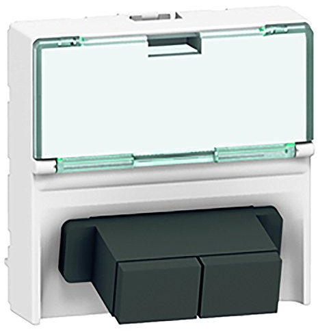 Legrand 078617 2Xsc Mosaic Traversée Prise Fibre Optique, 2 Modules À Porte-Repère Transparent et Connexion Push-Pull, Blanc