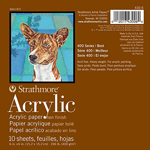 Strathmore 400 Series Acrylic Pad, Linen Finish, 6x6 Glue Bound, 10 Sheets