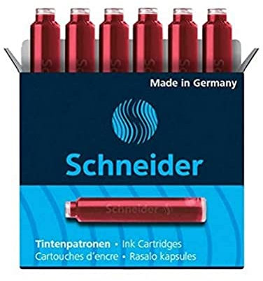 Schneider Badger Inks - Cartuchos de tinta para instrumentos de escritura (6 unidades), color rojo
