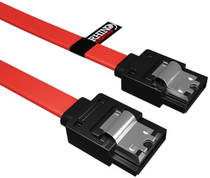 rhinocables Sata Cable II, Sata Power Splitter, Serial ATA Hard Drive Data Locking Lead, Right Angled or Straight Head (45cm, Straight Heads to Straight Heads)