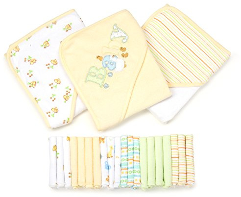 Spasilk 23-Piece Essential Baby Bath Gift Set, Yellow