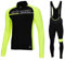 Airtracks Herren Winter Fahrradtrikot Set Pro Team II - Thermo Trägerhose Pro Team II - Thermo Fahrradtrikot Pro Team - optimal für Herbst - Winter - schwarz-neon - M