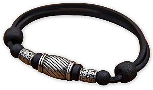 HANA LIMA Lederarmband Edelstahlperlen Surferarmband Herren Damen Armband Herrenarmband Damenarmband