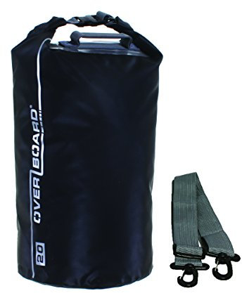 Overboard Wasserdichte Trockenröhrentasche mit verstellbarem Schulterriemen zum Bootfahren, Kajak, Angeln, Rafting, Schwimmen, Camping und Snowboarden, Schwarz ,30 Liter