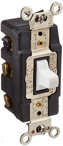 Leviton 20-Amp 120/277-Volt Toggle Double-Pole AC Quiet Switch, 1286-W, White