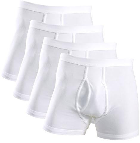 HERMKO 3940 4er Pack Herren Pagen mit Eingriff Schlüpfer und angeschnittenem Bein hoher Bund/Leib aus 100% Bio-Baumwolle, Größe:D 5 = EU M, Farbe:weiß