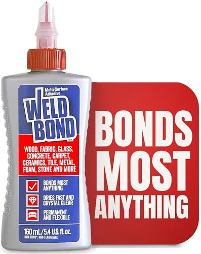 Weldbond Multi-Surface Strong Glue – Fast Drying Glue for Wood, Tile, Ceramic, Pottery, Glass, Metal & More – Heavy Duty Adhesive for Mosaic, Crafts, Wood Working & Repairs – 5.4oz (160ml), 1 Pack