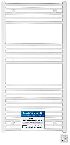 anapont elektrischer Badheizkörper - gebogen - weiß - Zeitschaltuhr Timer-Funktion - Handtuchheizkörper - Badheizung - Elektrobadheizkörper - Made in Germany