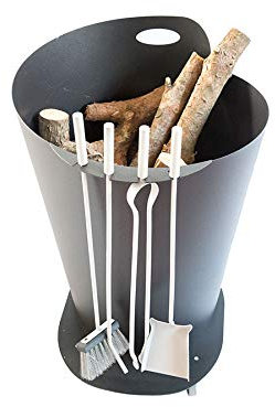 Tino - Carrito para leña de hierro con ruedas, capacidad de 200 kg