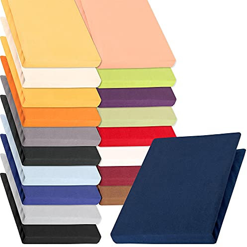 aqua-textil Pur Jersey Spannbettlaken 140x200-160x220 cm dunkel blau Wasserbett Boxspringbett 160g/qm Mako Baumwolle