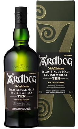 Ardbeg 10 Years Old Islay Single Malt Scotch Whisky, 70cl, in Geschenkbox | Torfig & rauchig mit feiner Süße | Gereift in Bourbonfässern | Typischer Islay-Charakter