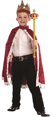 Dress Up America King Crown and Robe - King Costume for Kids - One Size Fits Most (Red)