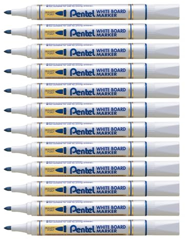 Pentel - Marcador económico para pizarra blanca. Color azul. - Pack de 12