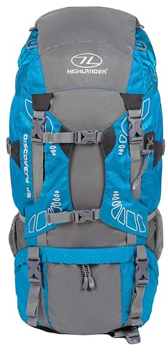 Highlander 45 Liter Discovery Rucksack Leichter Wanderrucksack mit wasserdichter Hülle - Ideal zum Wandern, Reisen, Trekking, Camping und „D of E“ - Türkis