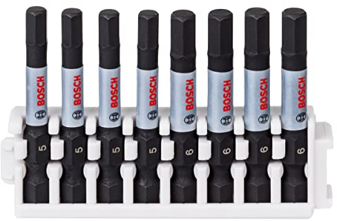Bosch Accessories Bosch Professional 8tlg. Schrauber Bit Set Hex (Impact Control, 8 x PZ2 Bits - Länge: 50mm, Pick and Click, Zubehör Schlagschrauber Bohrschrauber)