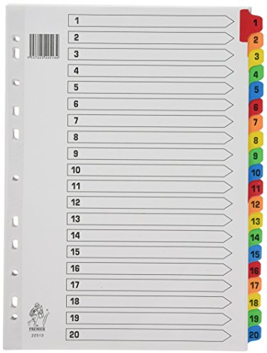 Rexel Mylar A4 1-20 Index vit färgflik
